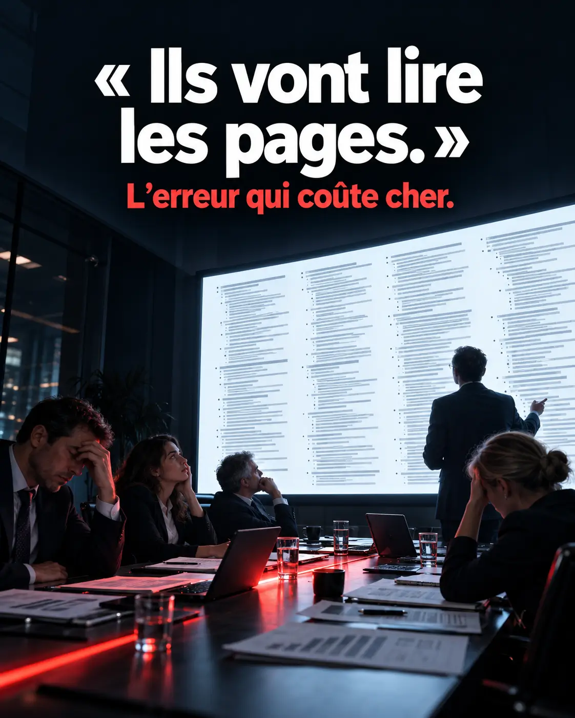 Un public face à une présentation difficile à lire
