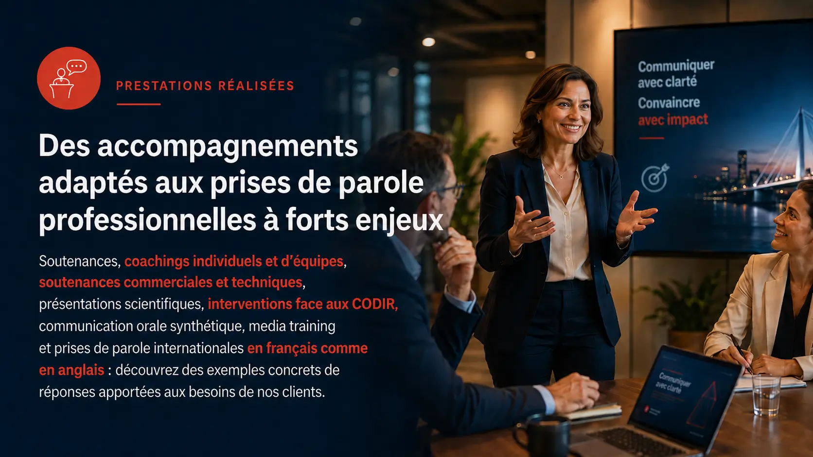 Exemples de prestations réalisées en prise de parole professionnelle